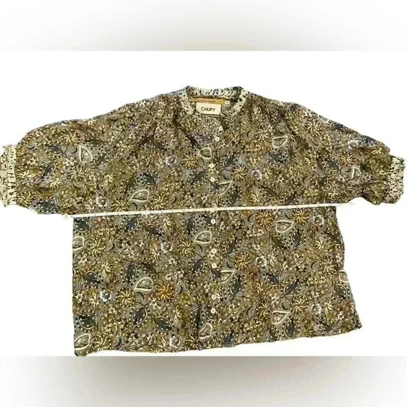 CHUFY KISSA SILK BLOUSE in Swia Brown Size Small - Picture 7 of 14